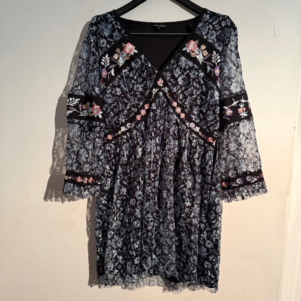 Dor Dor Couture Small Tunic Boho Indie Lace Fairycore Cottagecore Floral Y2K